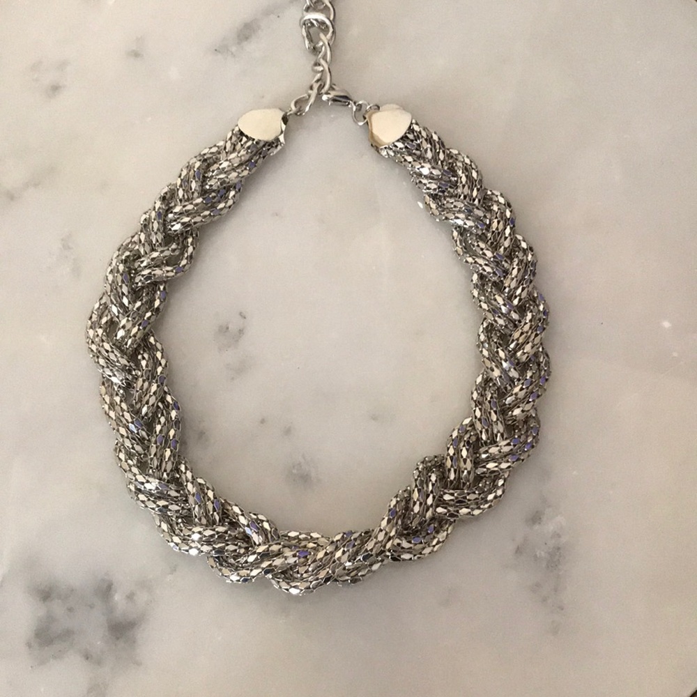Braided silver necklace